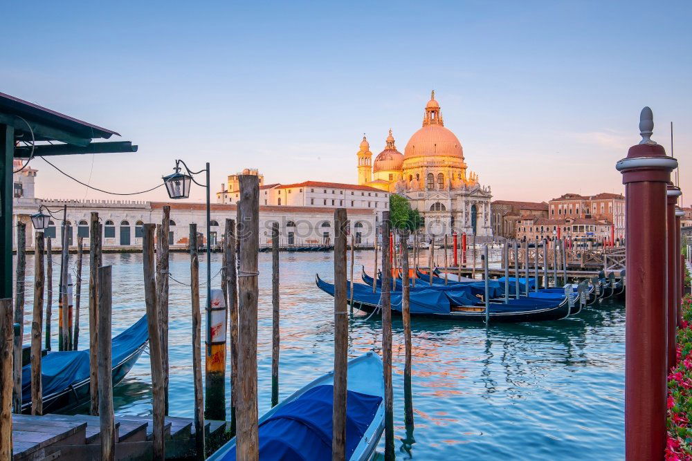 Similar – Image, Stock Photo Empty gondolas floating on a lagoon of Venice, Italy