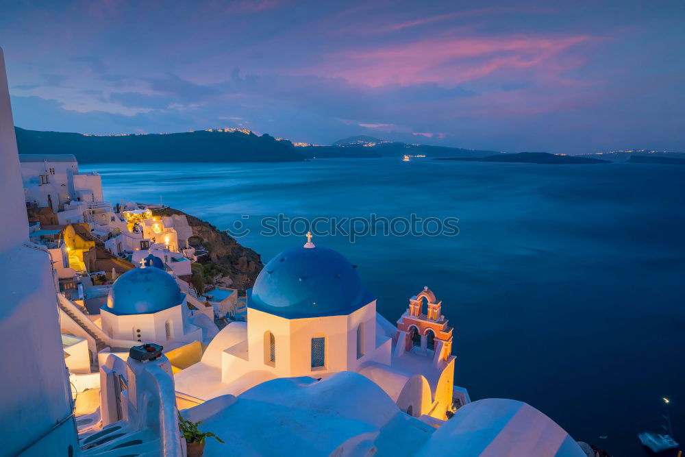 Church´s dome with a ocean backgroung at Santorini, Greece