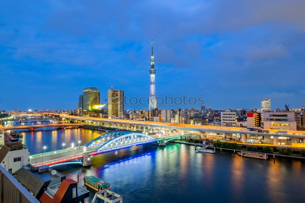 Similar – Düsseldorf evening skyline