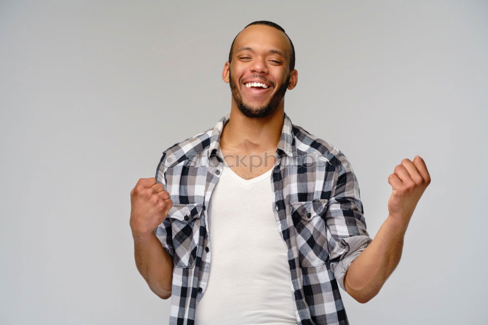 Similar – Portrait of funny black shouting at camera