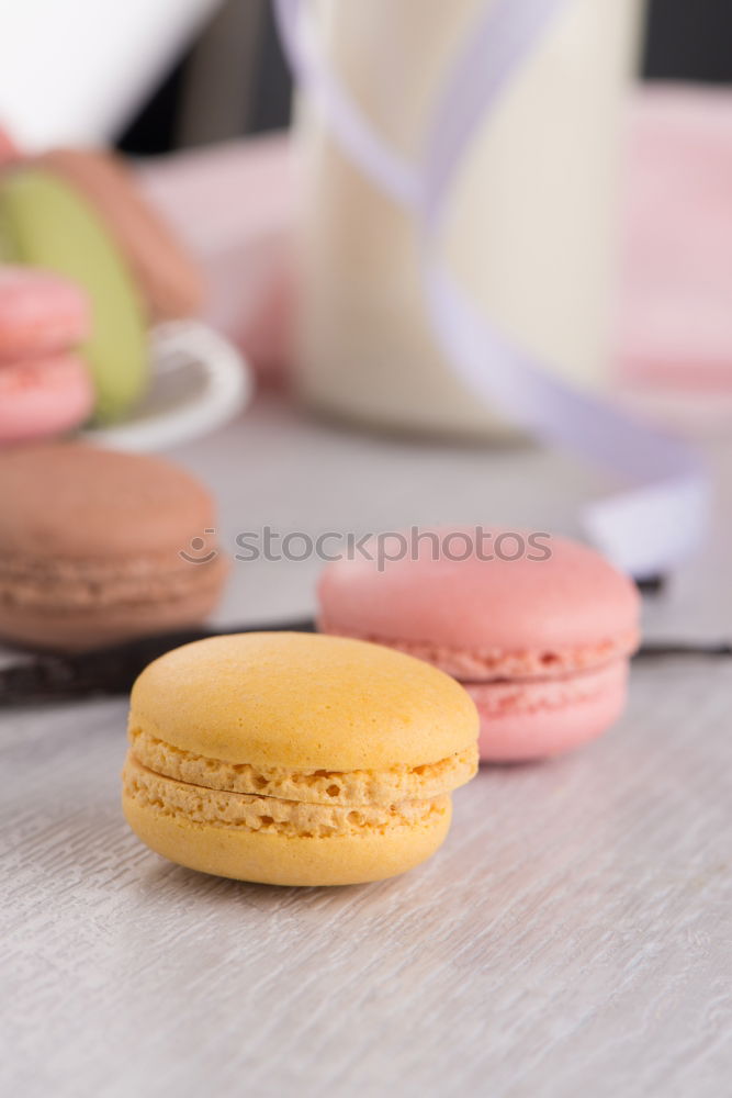 Similar – Image, Stock Photo Colorful macarons on white wooden table