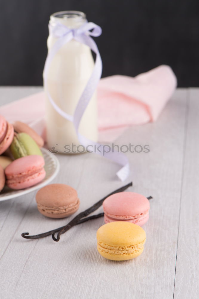 Similar – Image, Stock Photo Chocolate, coffee and vanilla macarons