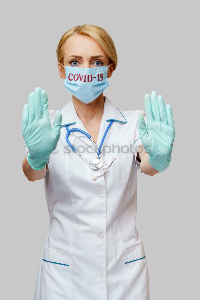 Similar – Image, Stock Photo Young patient wearing a medical mask