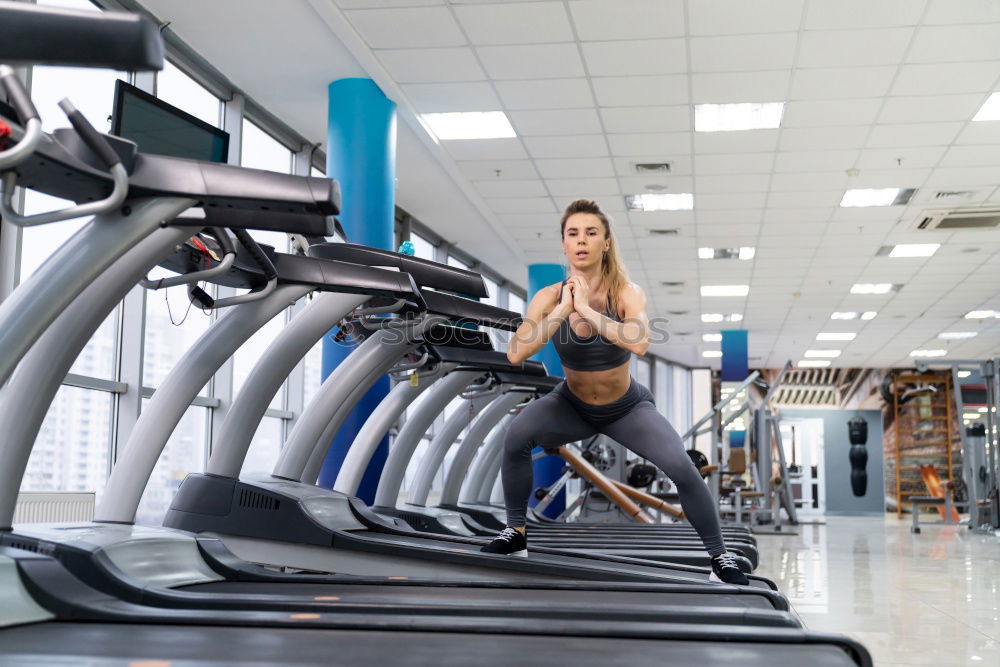 Similar – Image, Stock Photo People running over treadmill in a training session