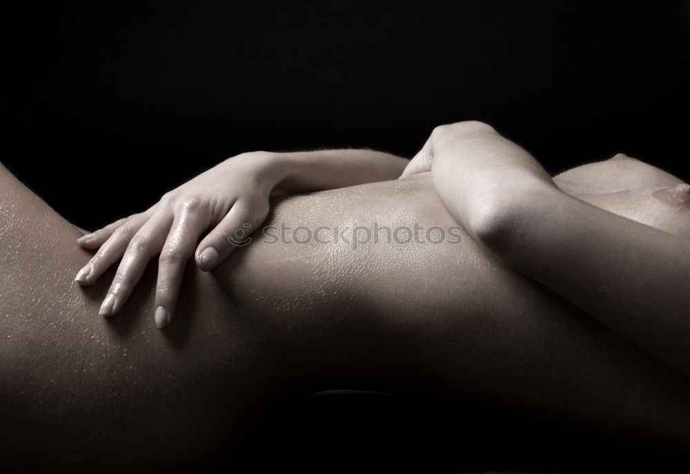 Image, Stock Photo Back massage with oil and hot stones