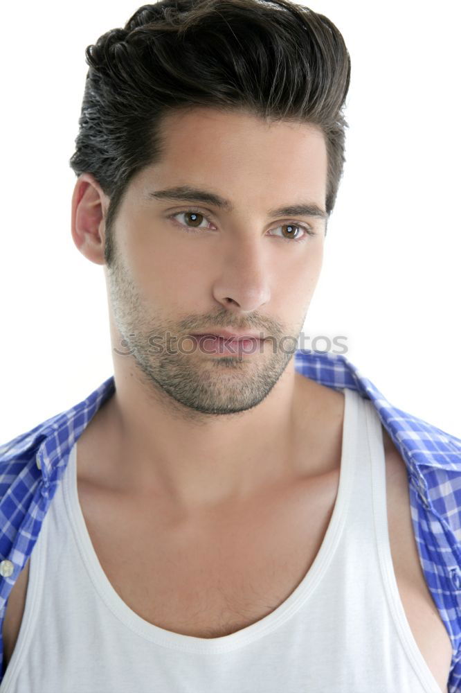 Similar – Young sexy pensive man sitting on bed