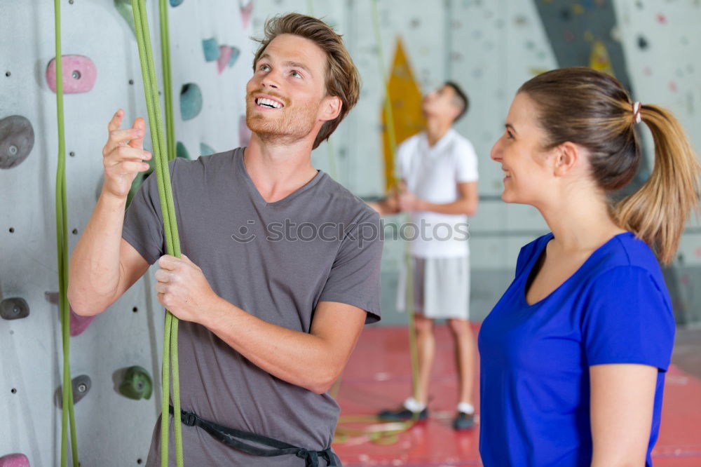 Similar – Sporty people cheering themselves in gym