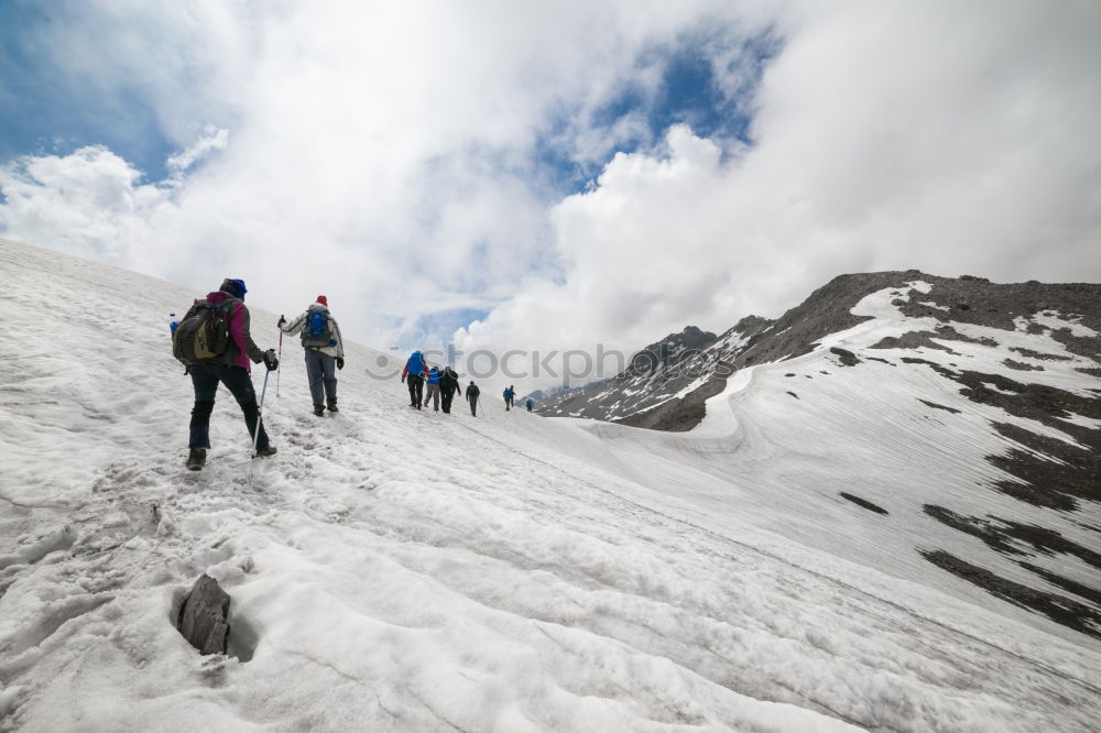 Similar – Image, Stock Photo Mountaneers walking on the Monte Rosa glacier, Switzerland