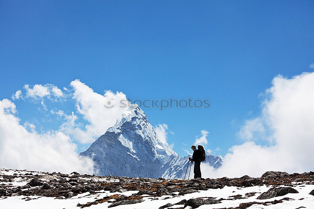 Similar – Hiker photographs the landscape