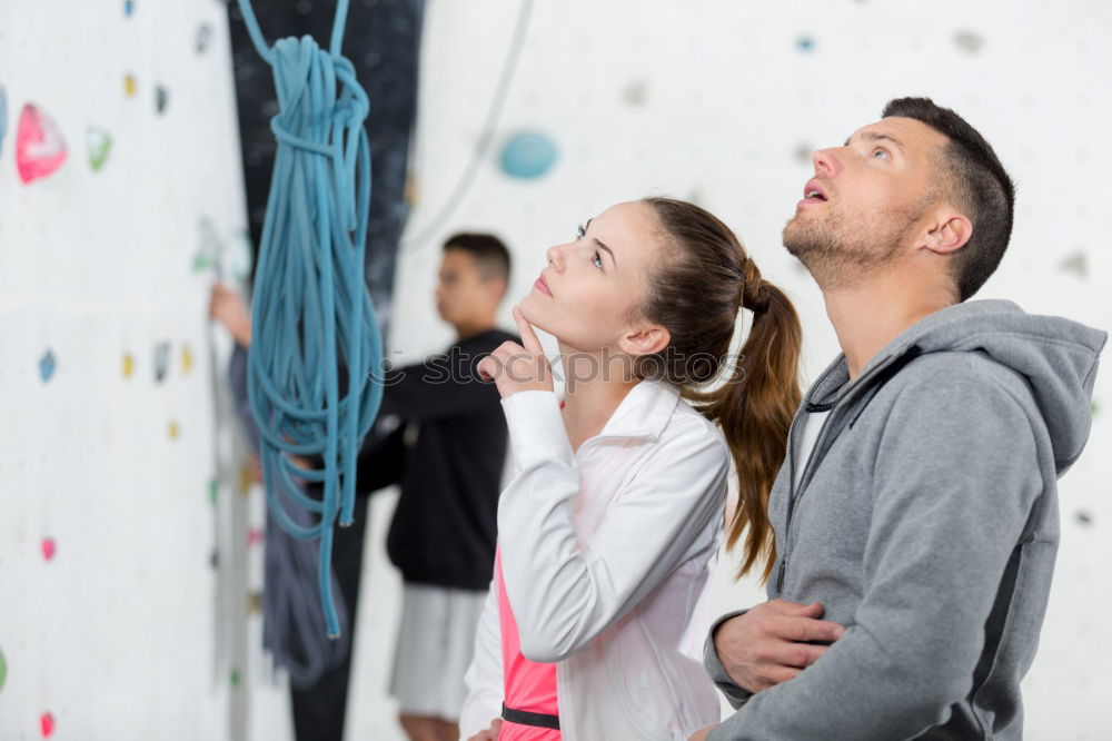 Similar – Sporty people cheering themselves in gym