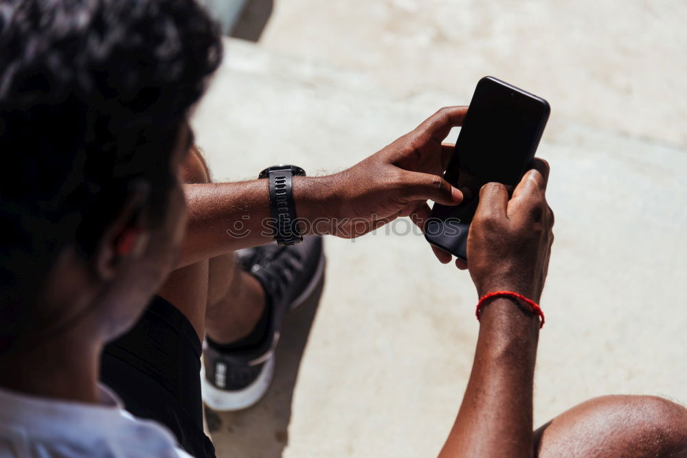 Similar – Image, Stock Photo Man using mobile device.