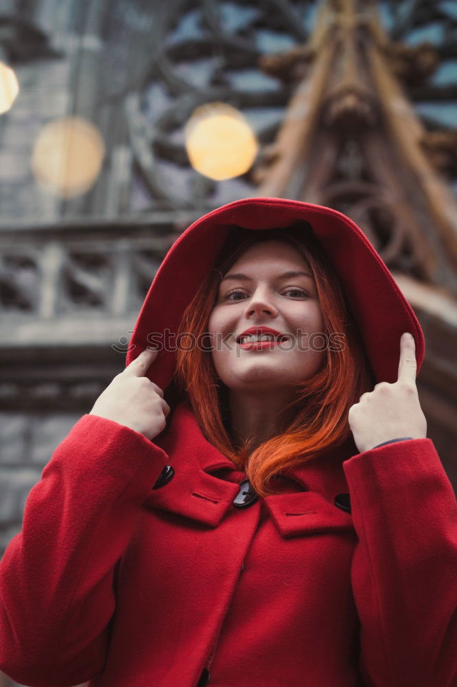 Similar – Young woman posing on stairs on street