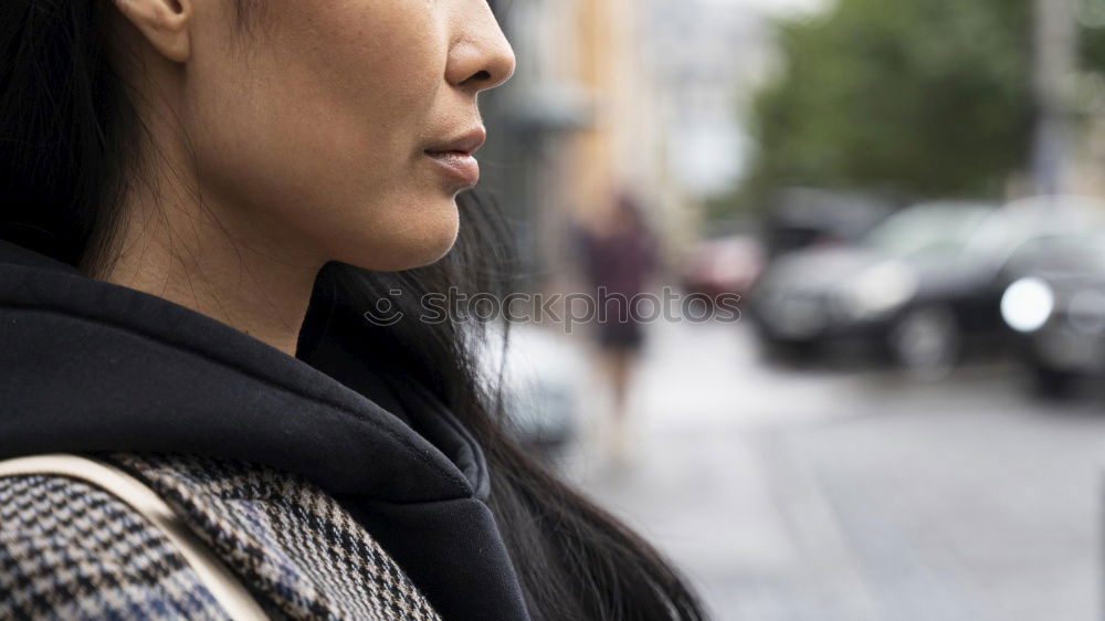 Similar – Stylish Woman Taking Selfie at the City Street