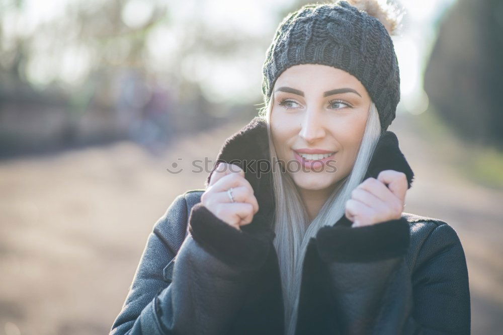 Similar – Image, Stock Photo Pretty woman posing in winter town