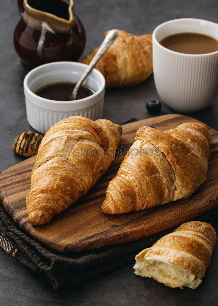 Similar – Image, Stock Photo Breakfast with coffee and croissant