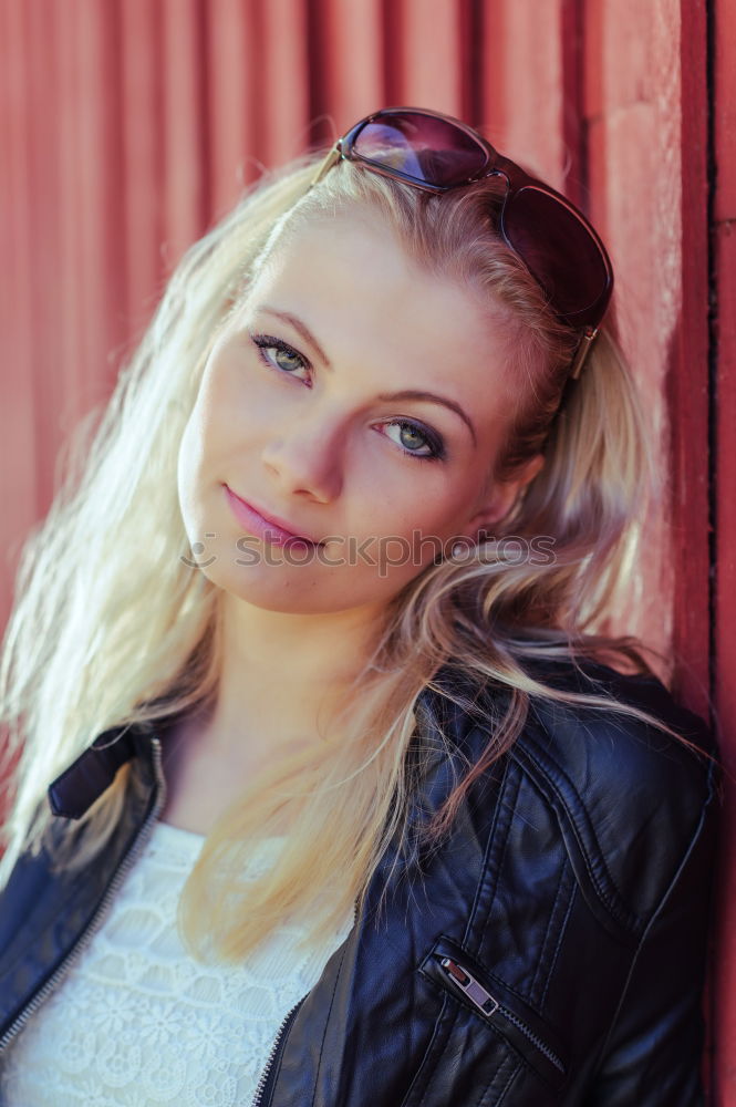 Similar – Image, Stock Photo Young Woman is laughing at the beach