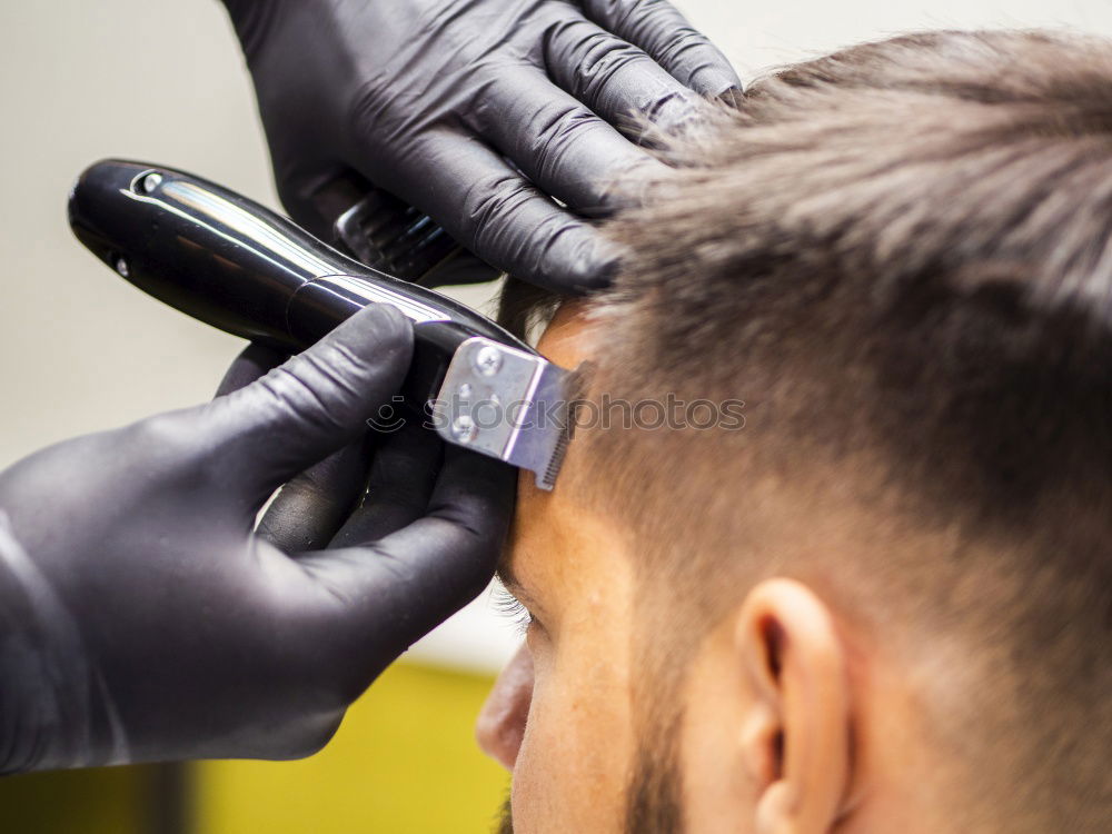 Similar – Image, Stock Photo Barber using grooming machine