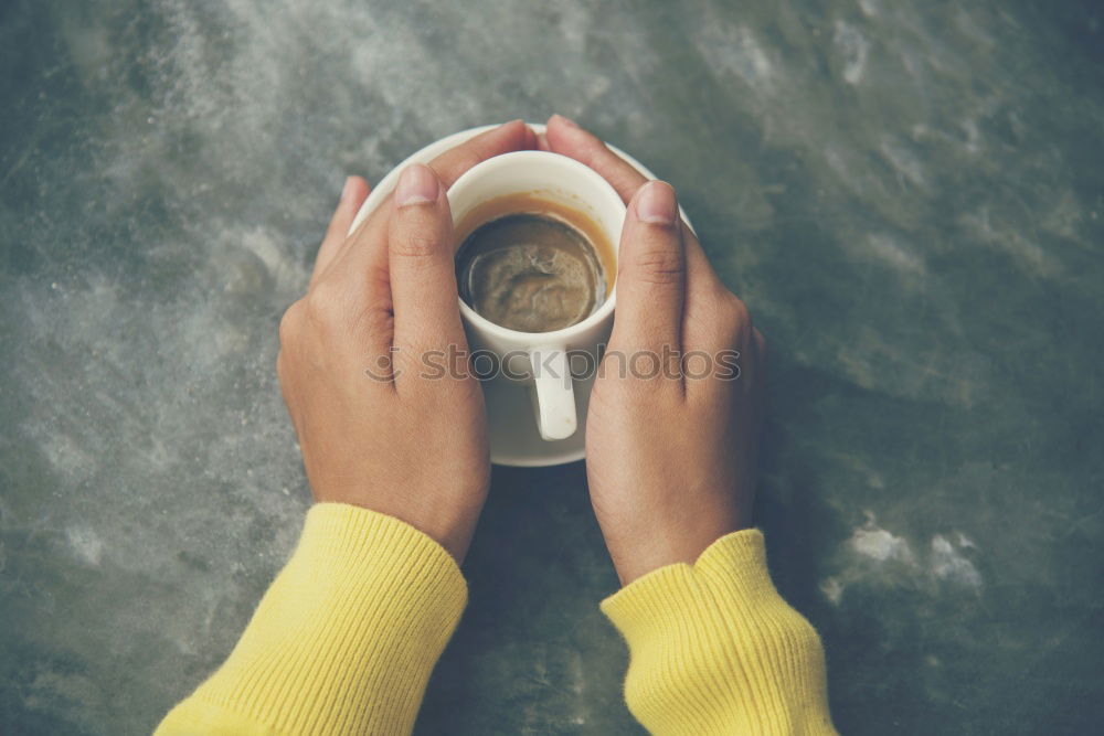 Similar – Image, Stock Photo One people holding a cup of coffee or soluble cereals