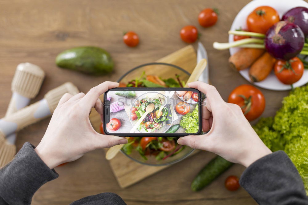 Similar – Image, Stock Photo Hands taking shot of appetizing dish