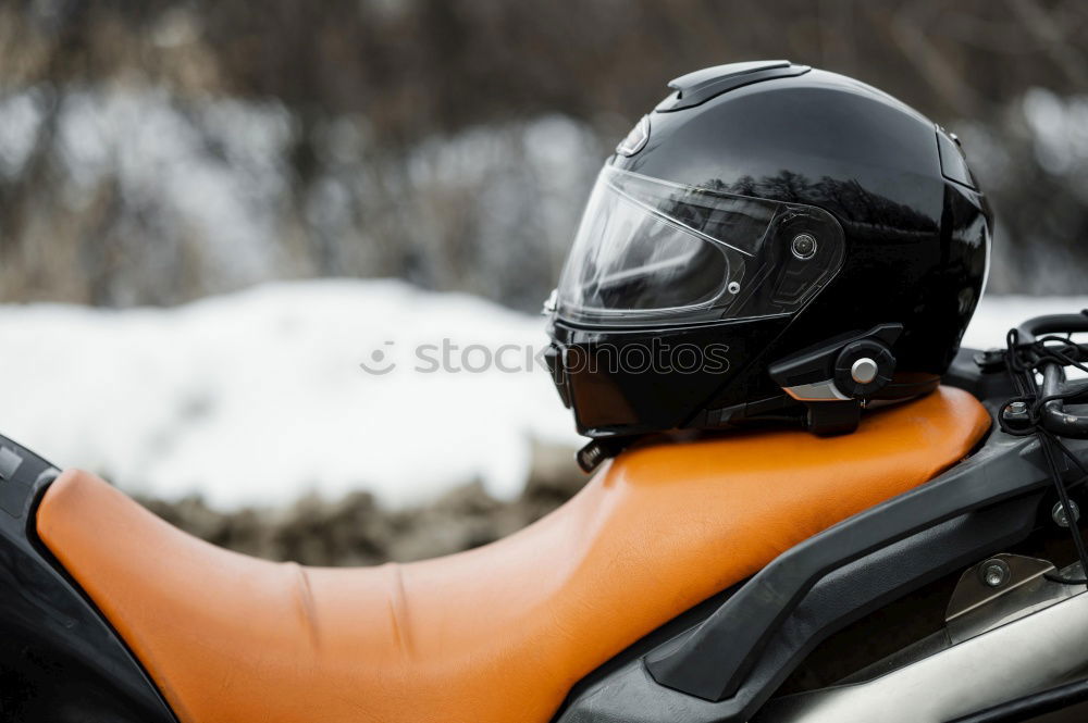 Similar – Image, Stock Photo Man riding motorcycle on snowy road