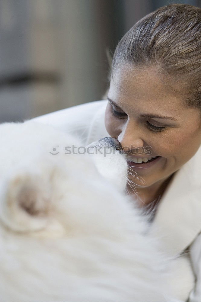 Similar – Image, Stock Photo Sexy young woman at home playing with her dog