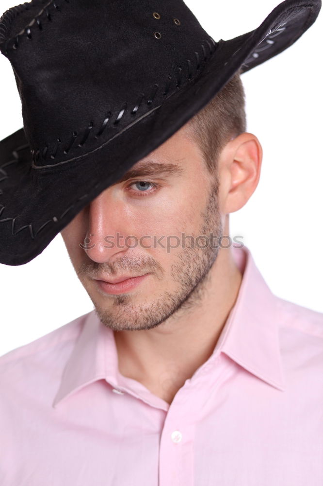 Similar – Image, Stock Photo Bearded man in hat against sunlight