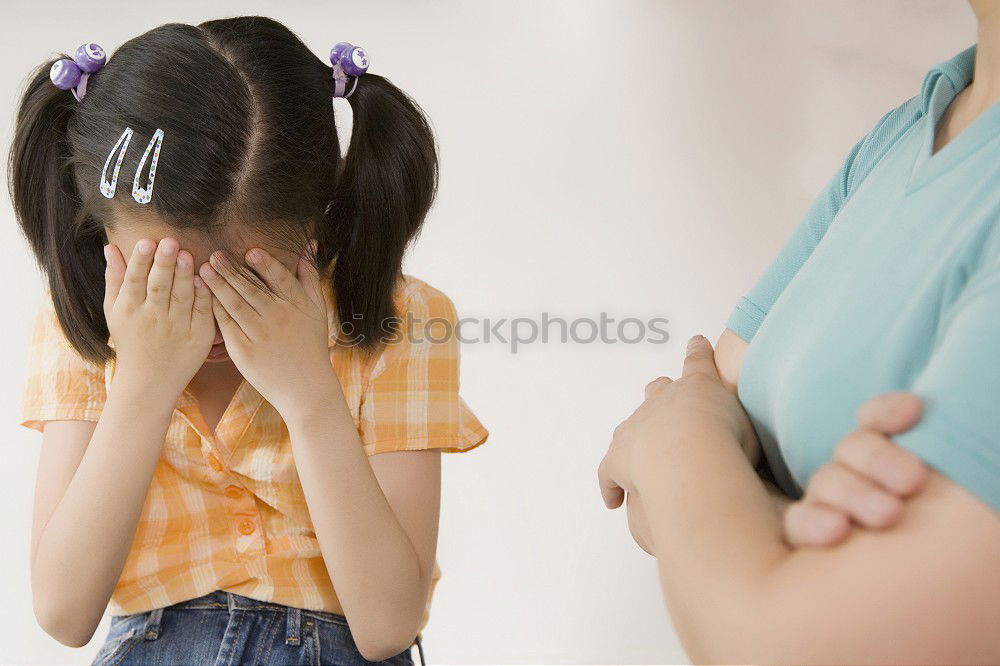Similar – Image, Stock Photo sad daughter hugging his mother at home. Concept of couple family is in sorrow.