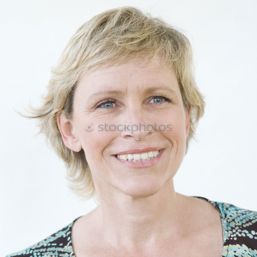 Similar – Image, Stock Photo side portrait of young beautiful redhead woman with freckles and curls