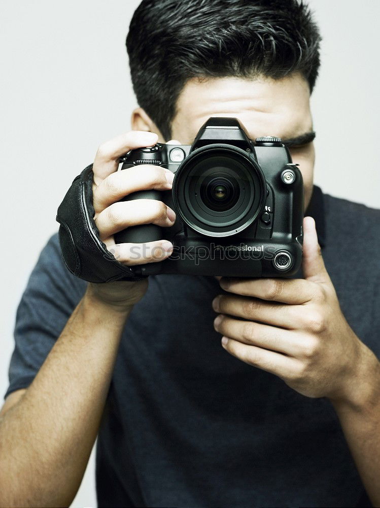 Similar – young woman with analog photo camera