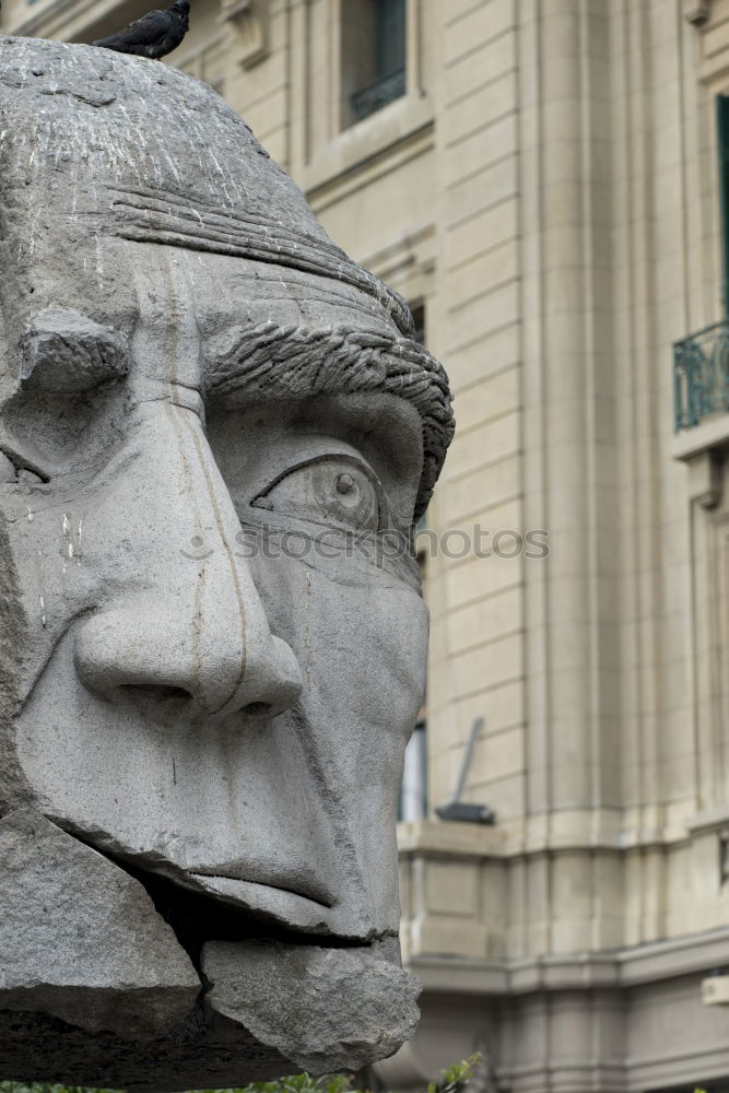 Similar – Image, Stock Photo male senior with silver-grey curls, glasses and three-day beard sitting in front of the Karl Marx monument in Chemitz