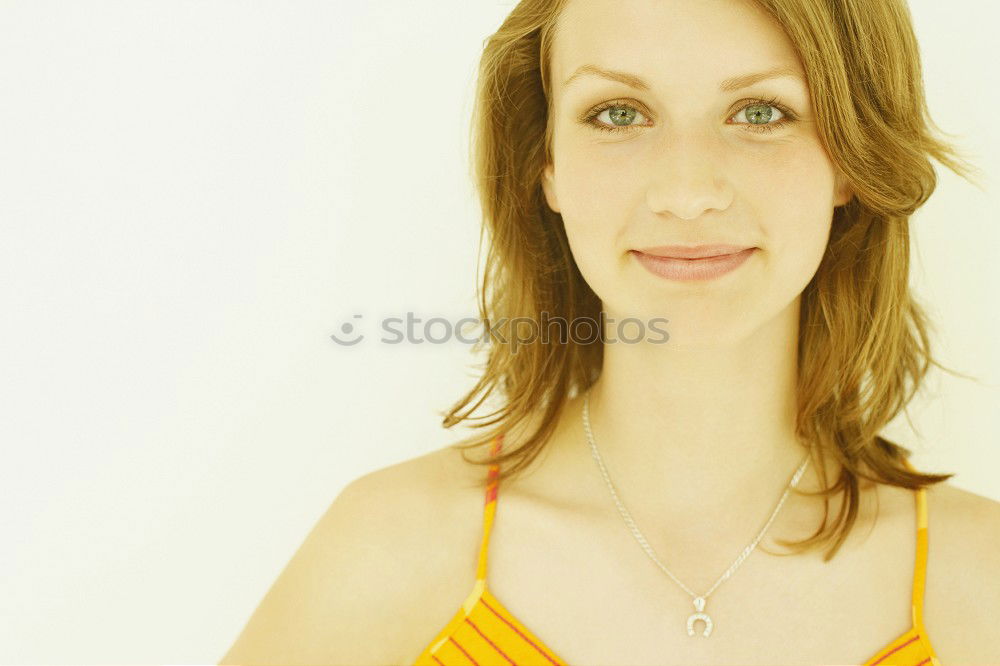 Similar – Image, Stock Photo side portrait of a young red-haired woman