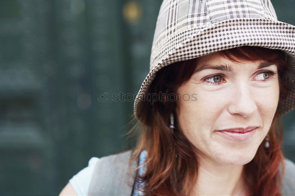 Similar – Image, Stock Photo Portrait of a young woman with long brunette hair in half profile