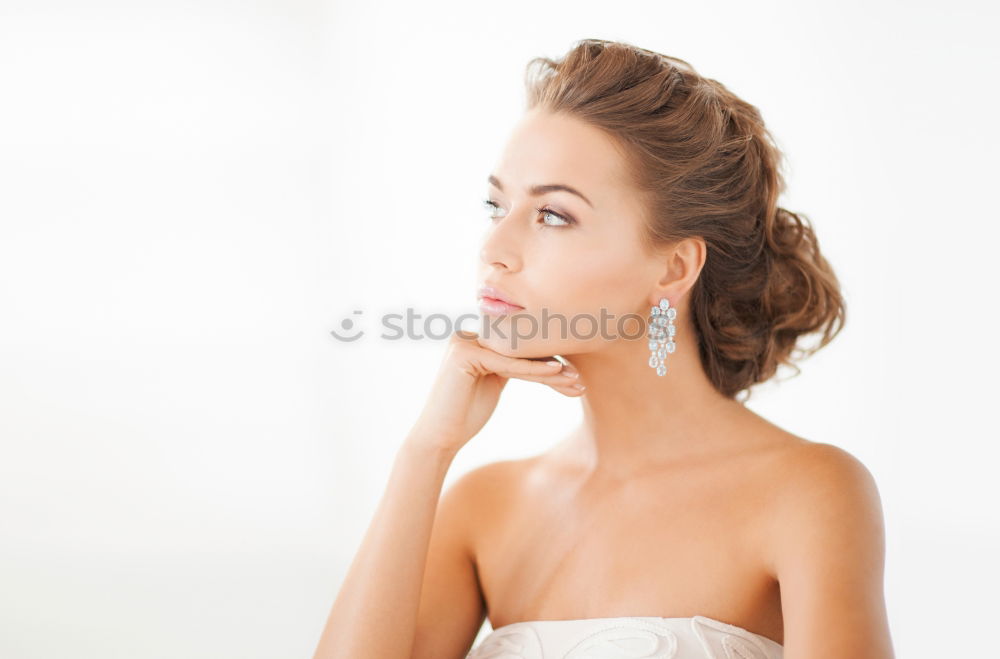 Similar – Image, Stock Photo young redheaded woman stands in front of a white door and smiles