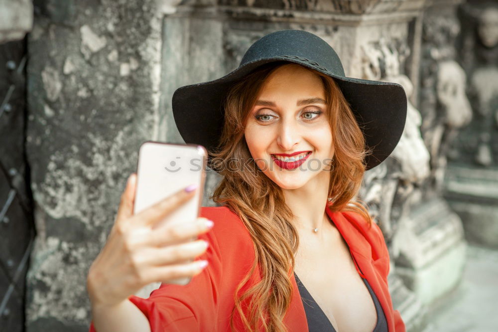 Similar – Image, Stock Photo Woman with smartphone in cafe