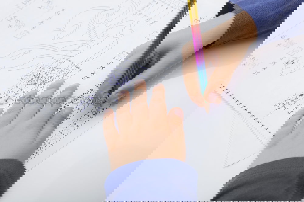 Similar – Image, Stock Photo Girl coloring a simple sketch of a skull