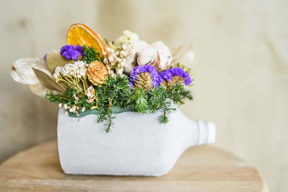 Image, Stock Photo Flower pot with shovel and greeting card
