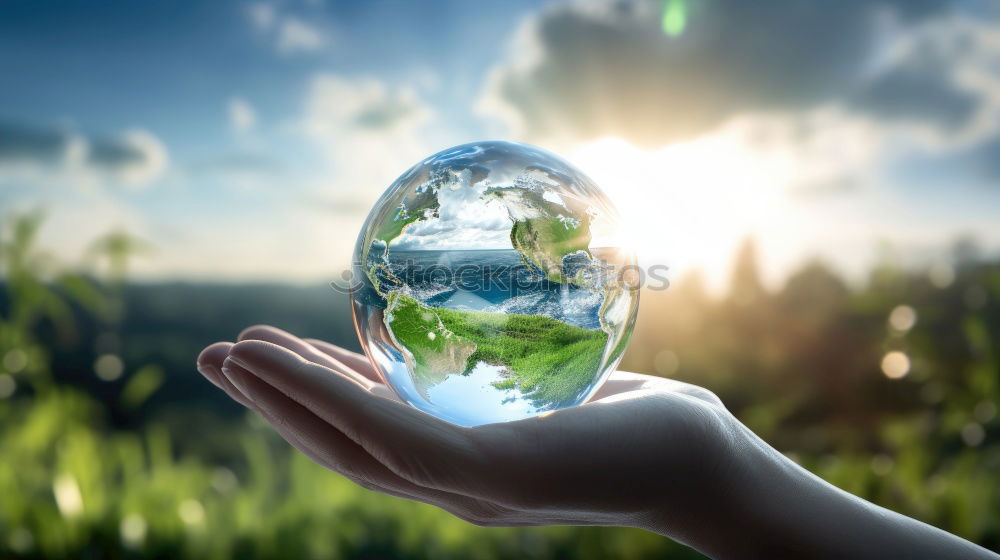 Similar – Beautiful and green landscape view through a crystal ball