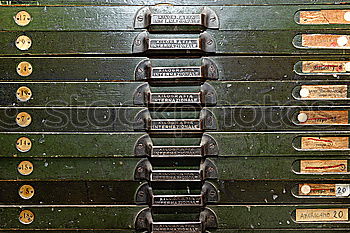 Similar – Image, Stock Photo Old wooden cabinet with many drawers for small parts in the warehouse of a former factory building in the district of Margaretenhütte in Giessen on the Lahn River in Hesse, Germany