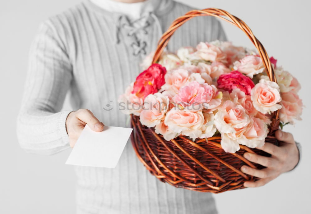 Similar – Image, Stock Photo Beautiful Girl And Purple Roses Flower Bouquet Present