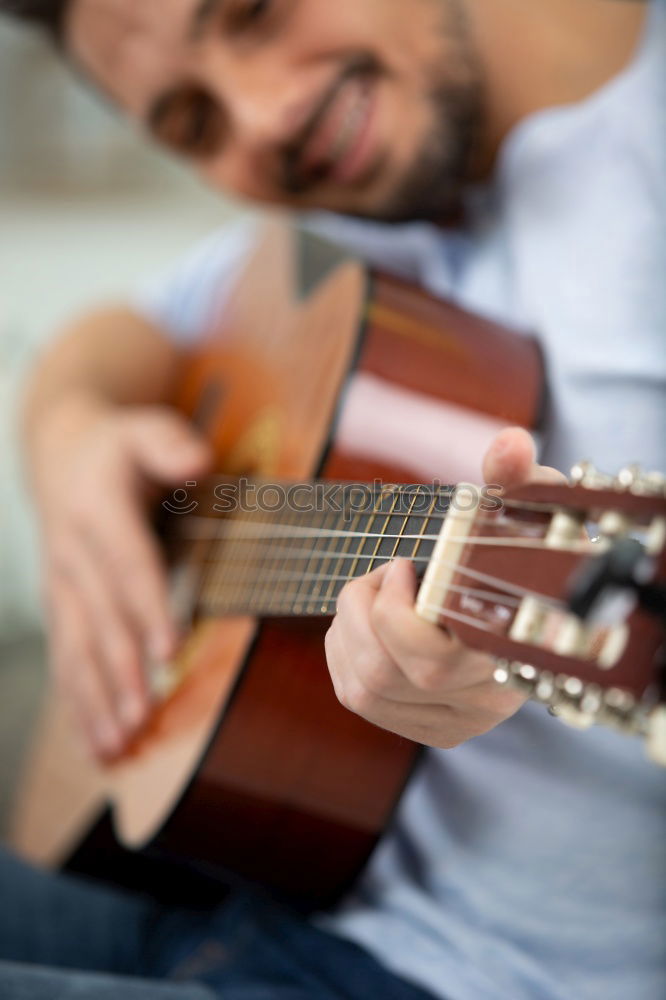 Similar – Image, Stock Photo Man playing guitar in nature