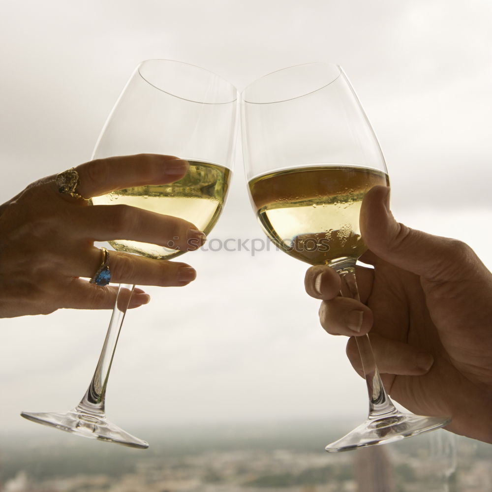 Image, Stock Photo Wine glasses with reflections of beautiful nature