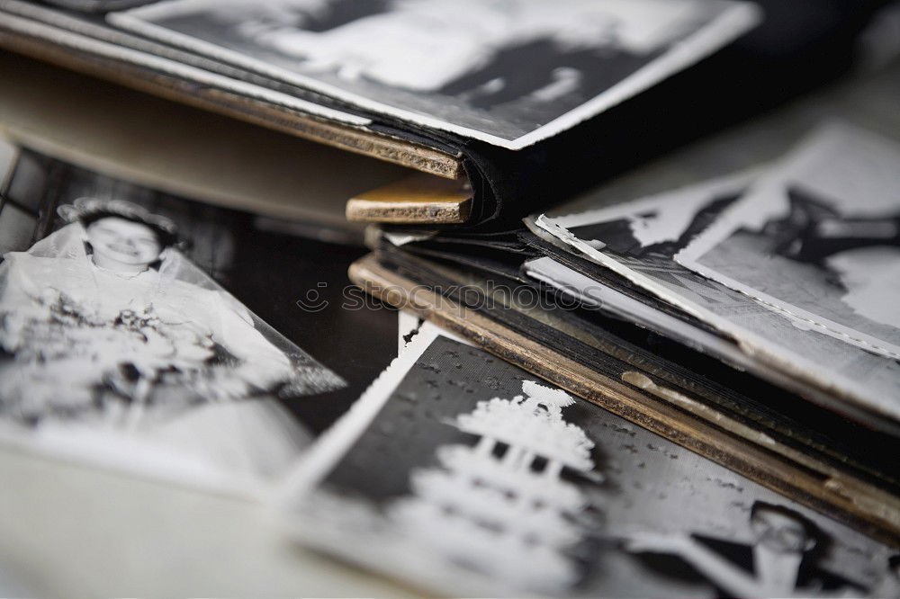 Image, Stock Photo When he found the box with the old black and white photos, he sank for minutes into holiday memories of his own childhood