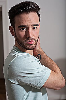 Image, Stock Photo Attractive guy in a old house with black jersey