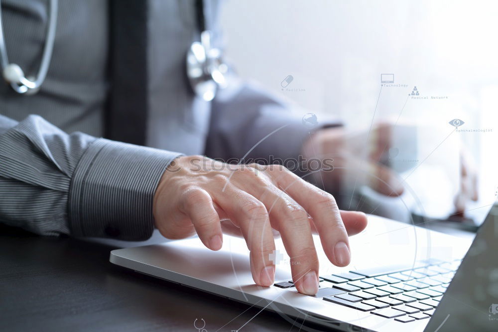 Similar – Hands of typing man Man