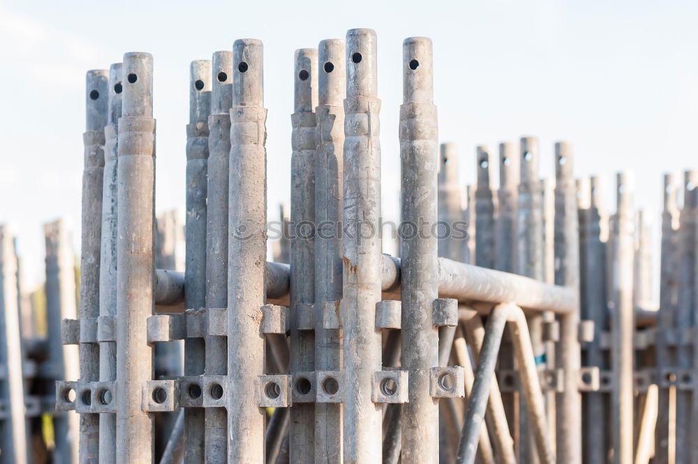 temporary wooden railing on carcass on construction site