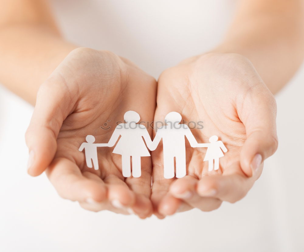 Similar – Baby girl, child and senior man comparing hands size