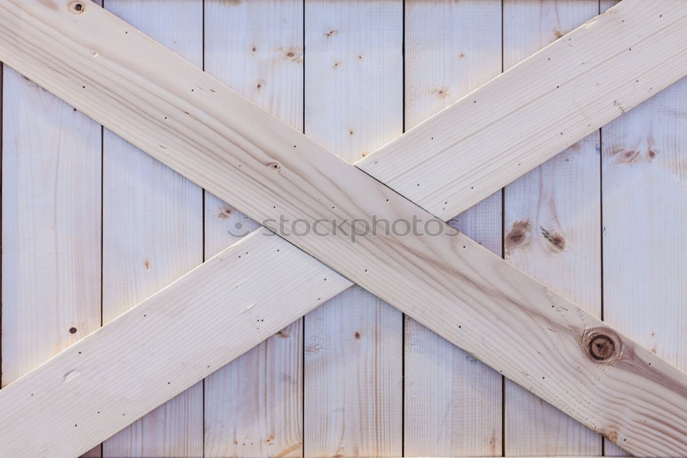 Similar – temporary wooden railing on carcass on construction site