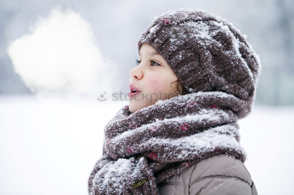 Similar – Image, Stock Photo Winter portrait of happy kid girl playing outdoor