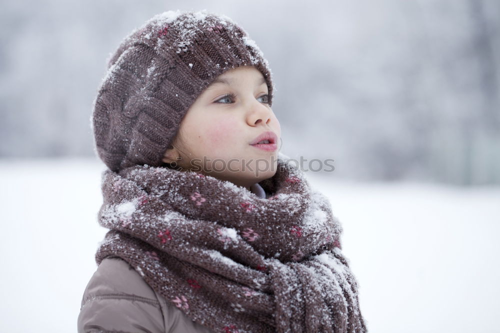 Similar – Image, Stock Photo Winter portrait of happy kid girl playing outdoor