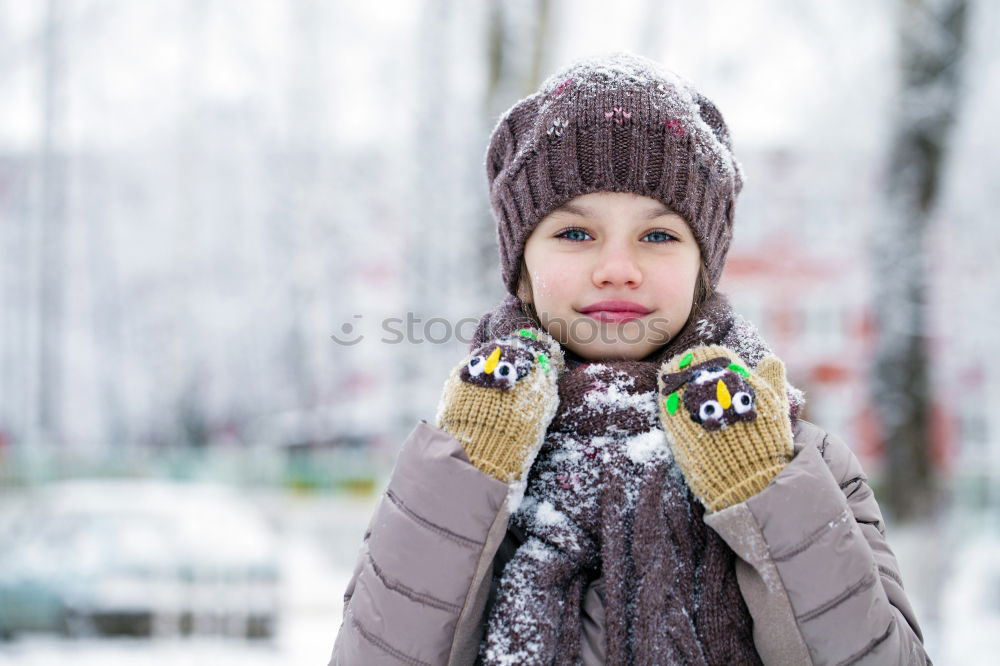 Similar – winter portrait of happy young woman